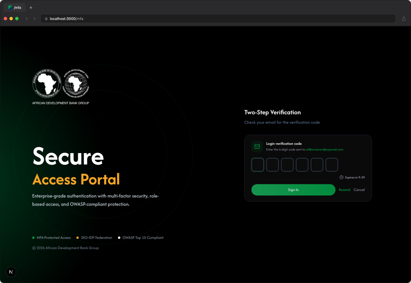 Two-Factor Authentication - Dark Mode