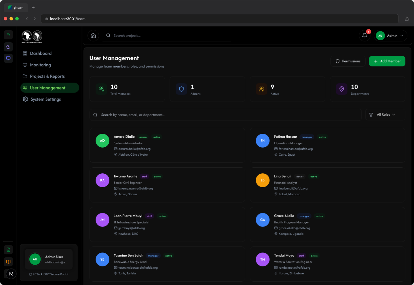 Team page - Dark Mode