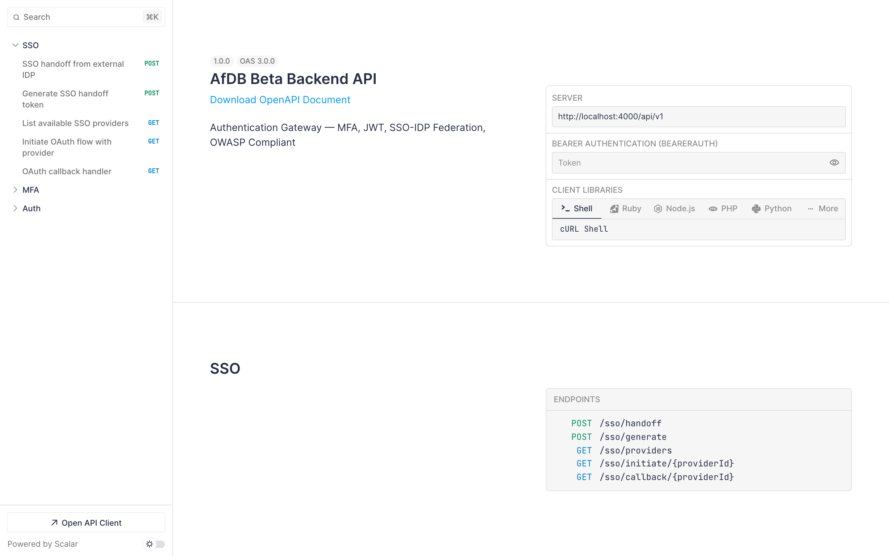 API Documentation — Swagger UI (Light Mode)