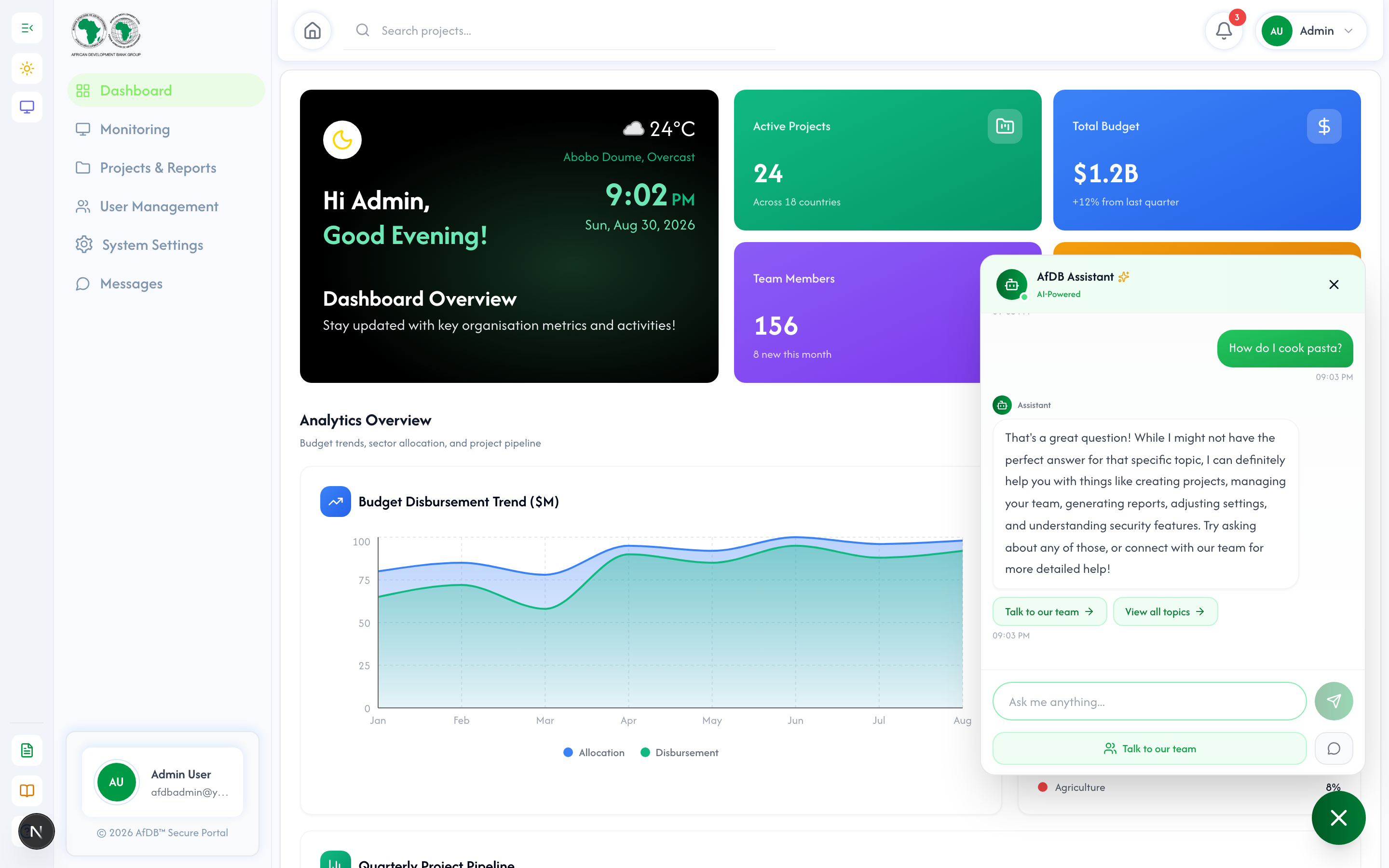 AI Chat Assistant — Fallback to Human (Light Mode)