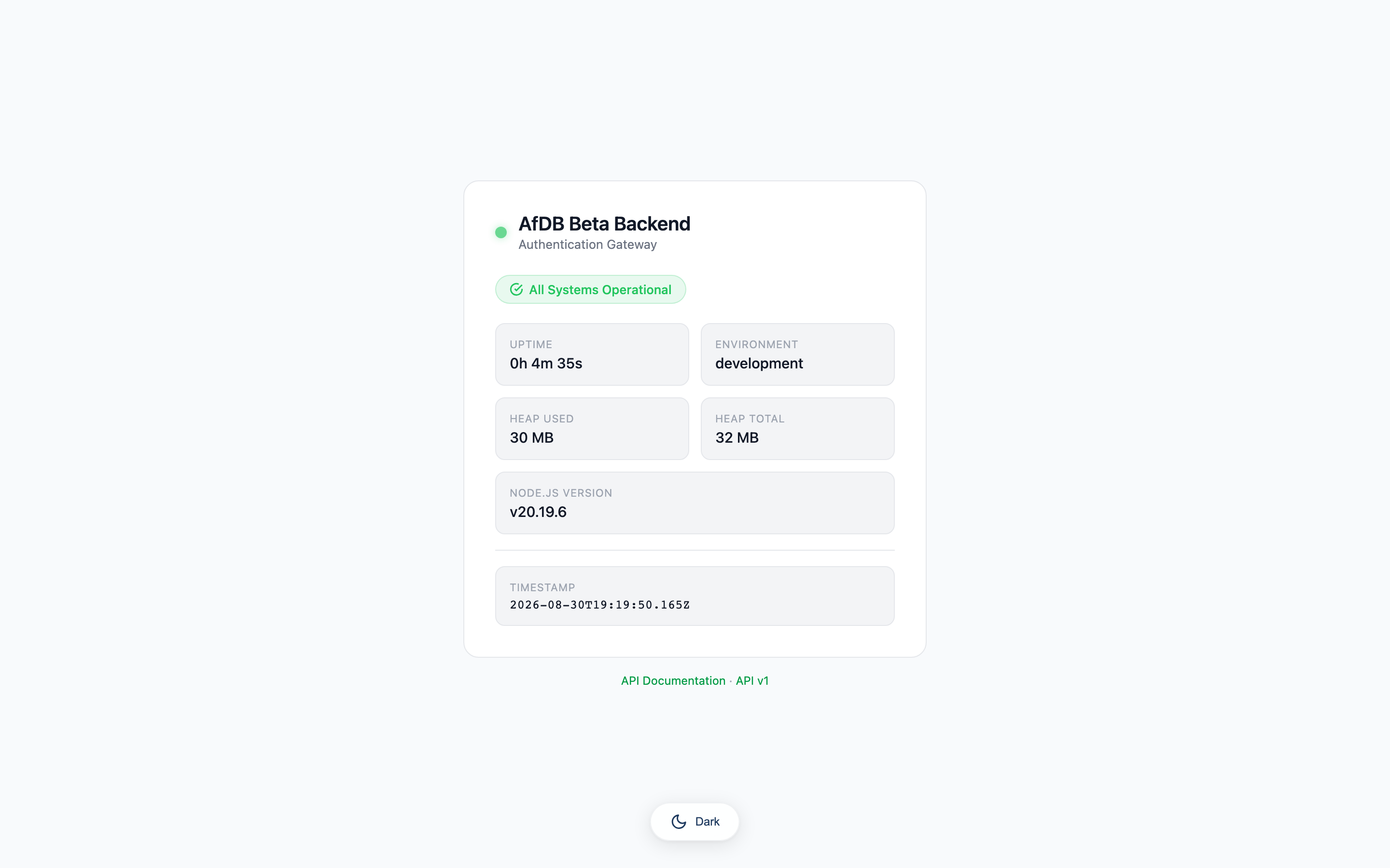 Health Check Endpoint (Light Mode)