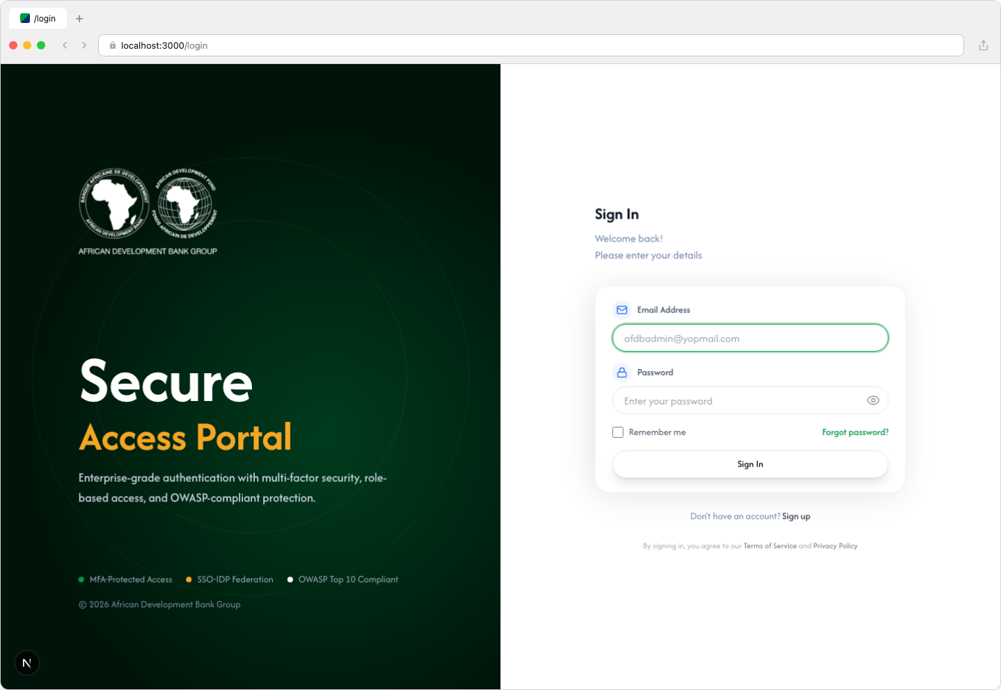 Login Page - Light Mode