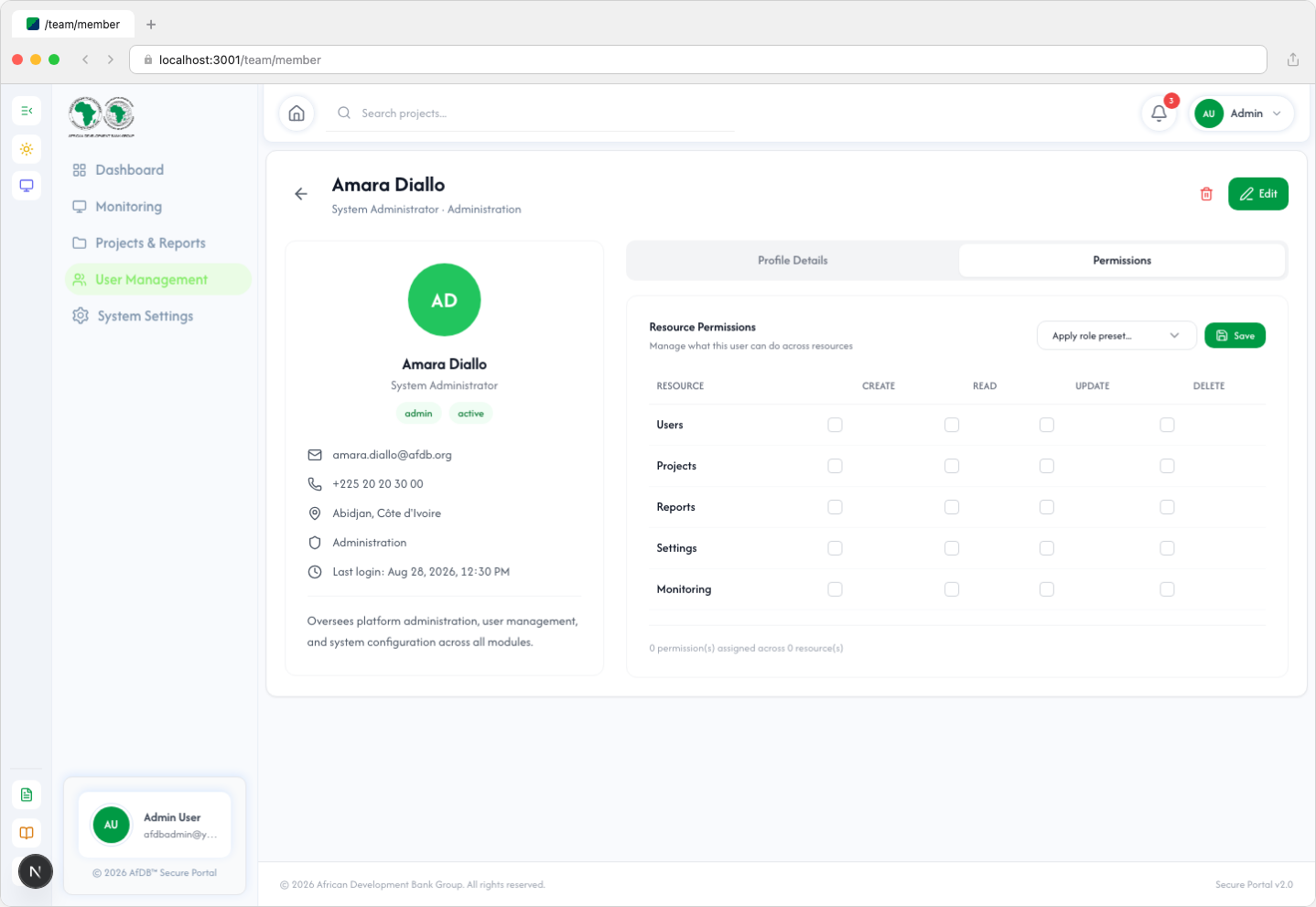 Permissions Tab - Light Mode