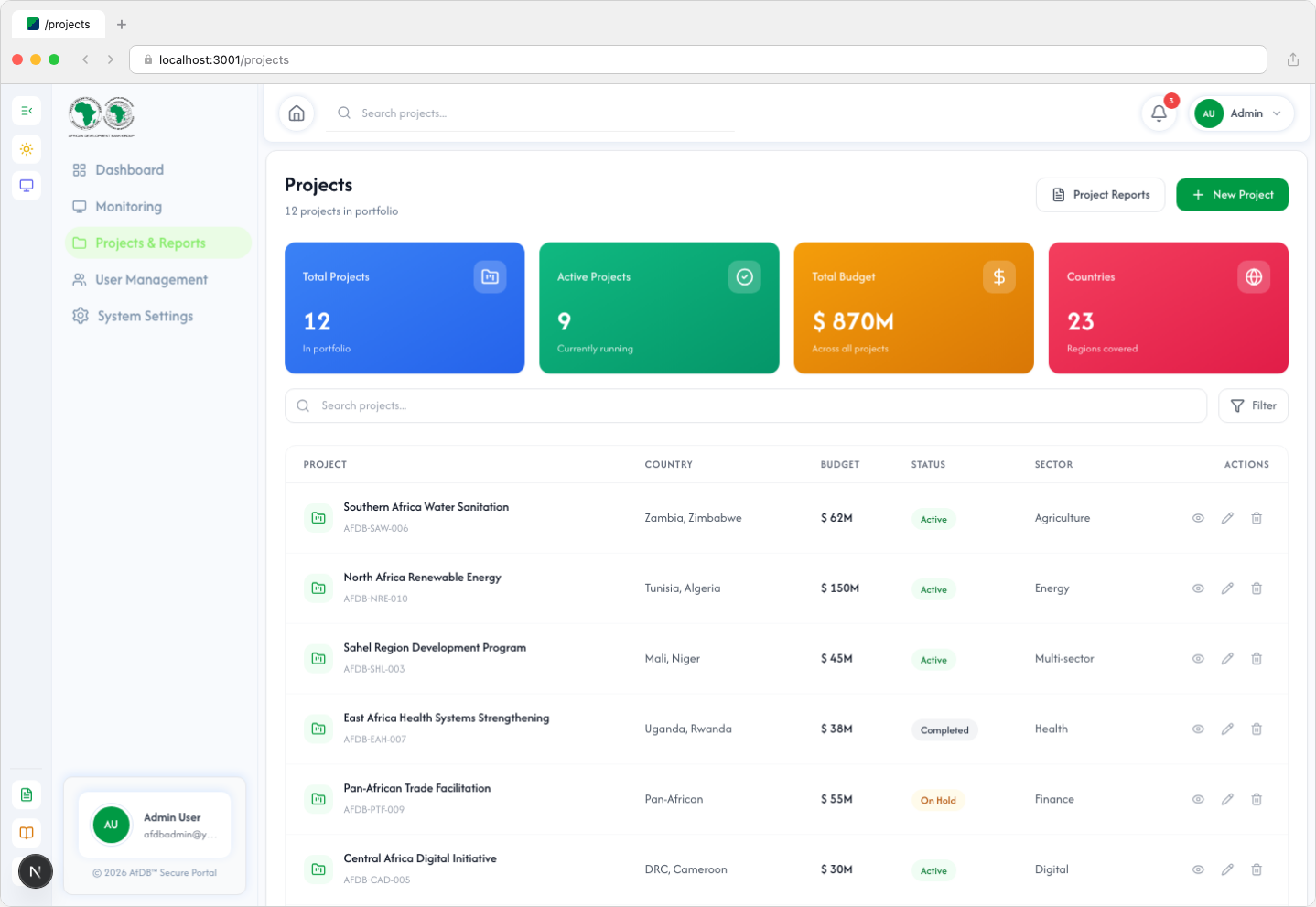 Projects page - Light Mode